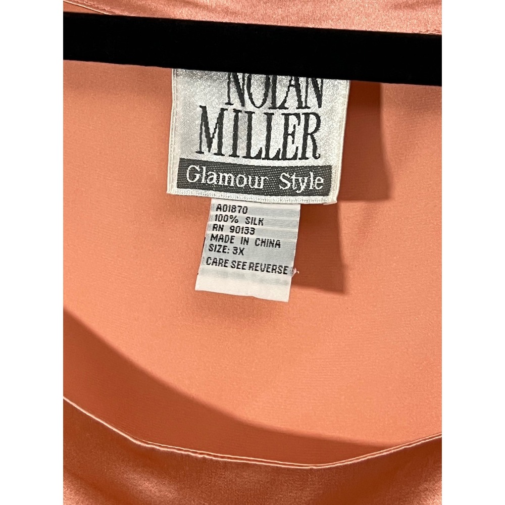 Nolan Miller Silk Tank‎ Top 3X Vintage Glamour Style Peach Pink Square Neck - Picture 2 of 4